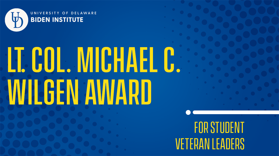 Logo that says Lt. Col. Michael C. Wilgen Award for Student Veteran Leaders