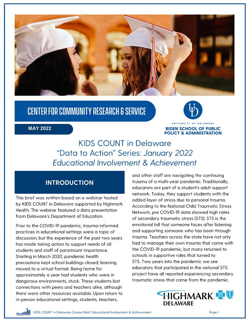 KIDS COUNT in Delaware Data to Action Series: January 2022 Educational Involvement & Achievement