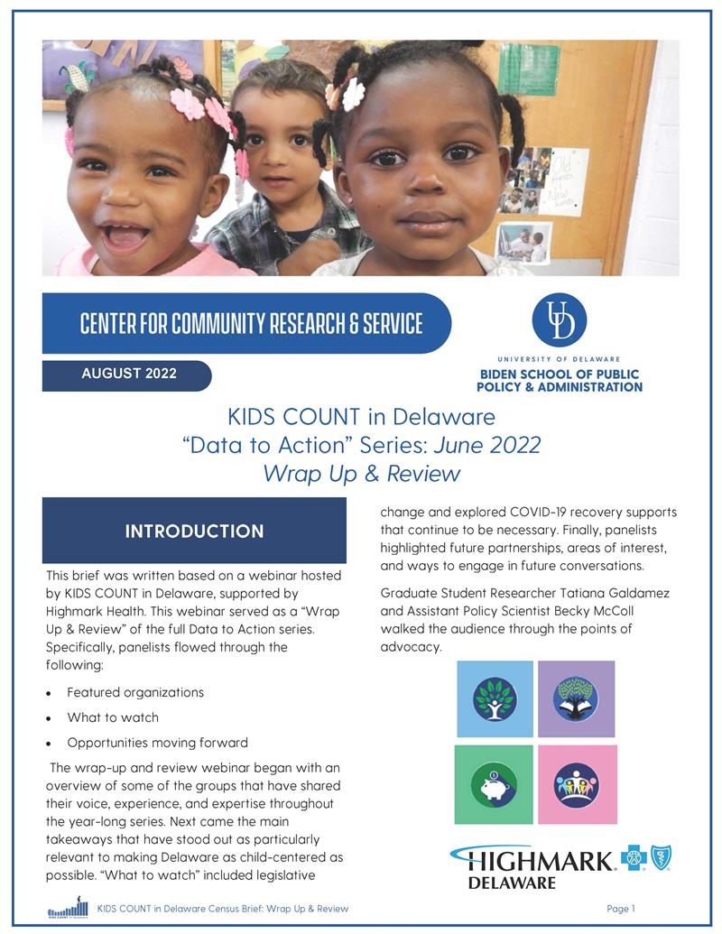 KIDS COUNT in Delaware Data to Action Series: June 2022 Wrap up and review