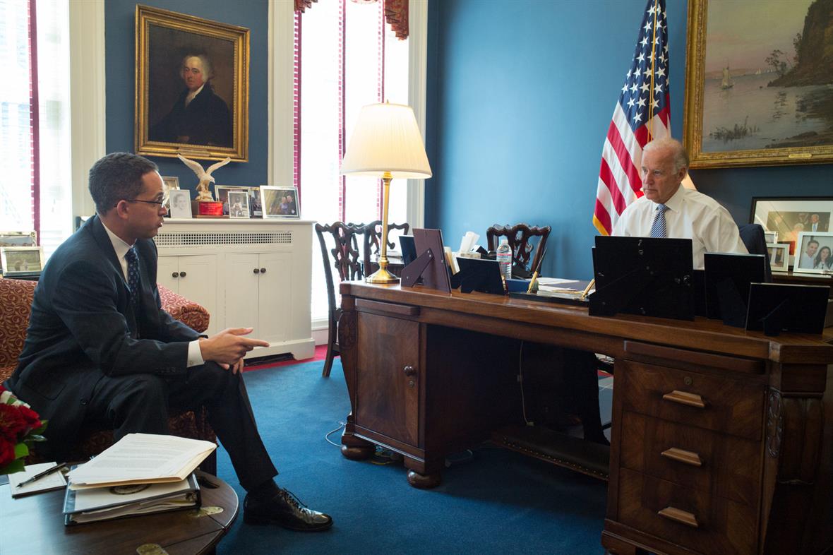 Don Graves, Senior Adviser to the Biden Institute, pictured with Vice President, Joe Biden in his West Wing Office