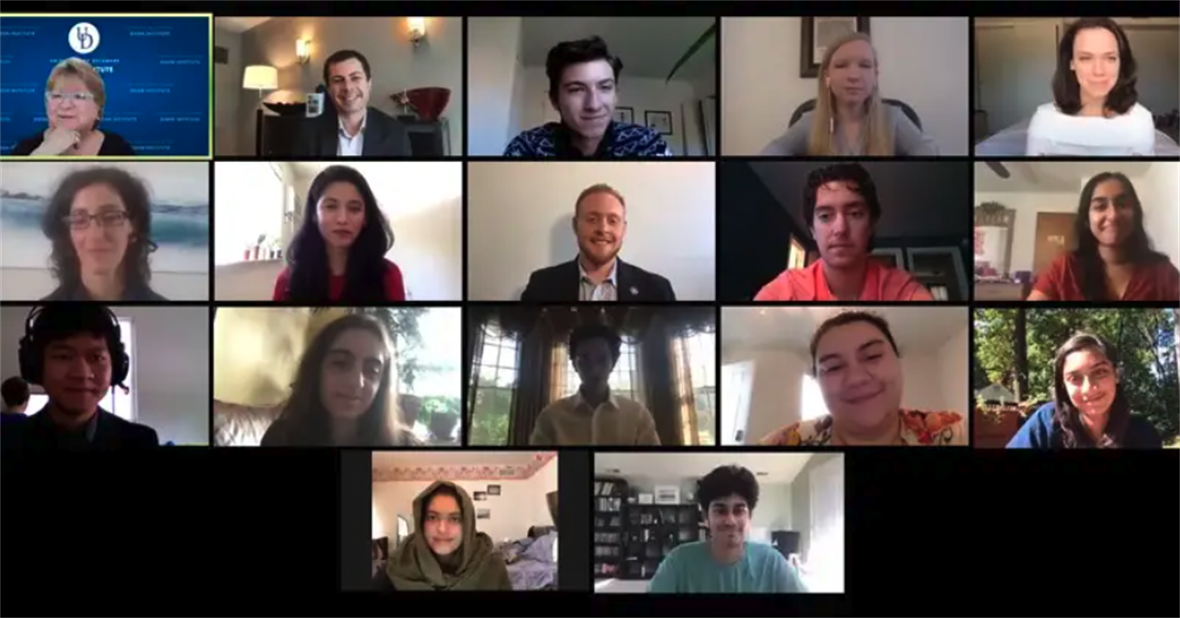 A screenshot of 17 participants on a Zoom call.