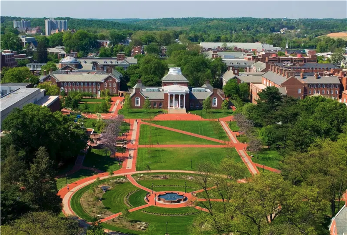 Aerial photo of UD's campus