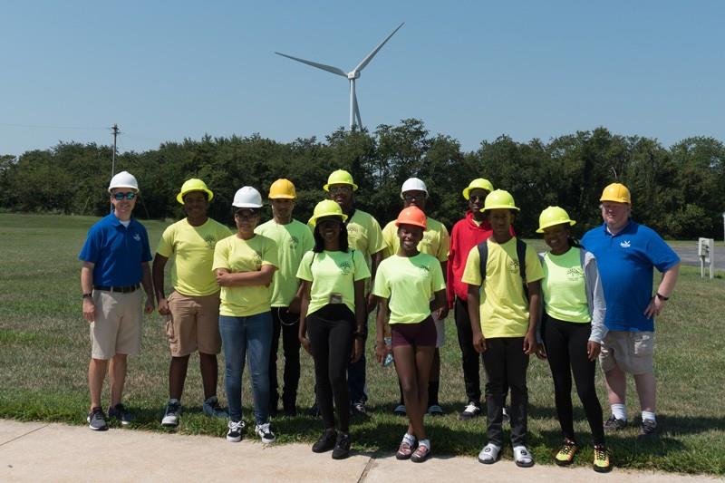 As part of the Green Jobs Program, 10 high schoolers from the City of Wilmington traveled to Lewes to learn about the campus wind turbine, careers in wind energy, and the oyster aquaculture industry beginning to grow in Delaware.