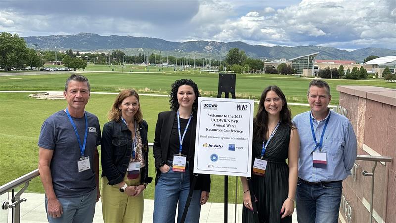 Image of UD Water Resources Center staff at the UCOWR/NIWR Annual Conference on June 14, 2023, at Colorado State University in Fort Collins, Colorado