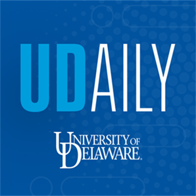 UDaily Logo and the University of Delaware logo pictured on blue background