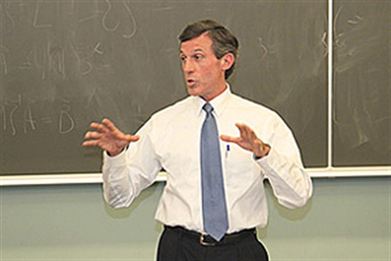 U.S. Rep. John Carney discusses the green energy economy during a lecture at UD.